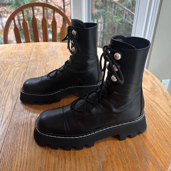 Nicoholas Kirkland Black Pearlology Combat Ankle Boots - Picture 5 of 8